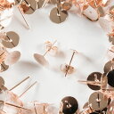 【毎日発送】 (皿のサイズ)8mm ピアス ピンクゴールド 平皿タイプ×ピンクゴールドキャッチセット 100個 (50ペア) アクセサリーパーツ 材料 素材