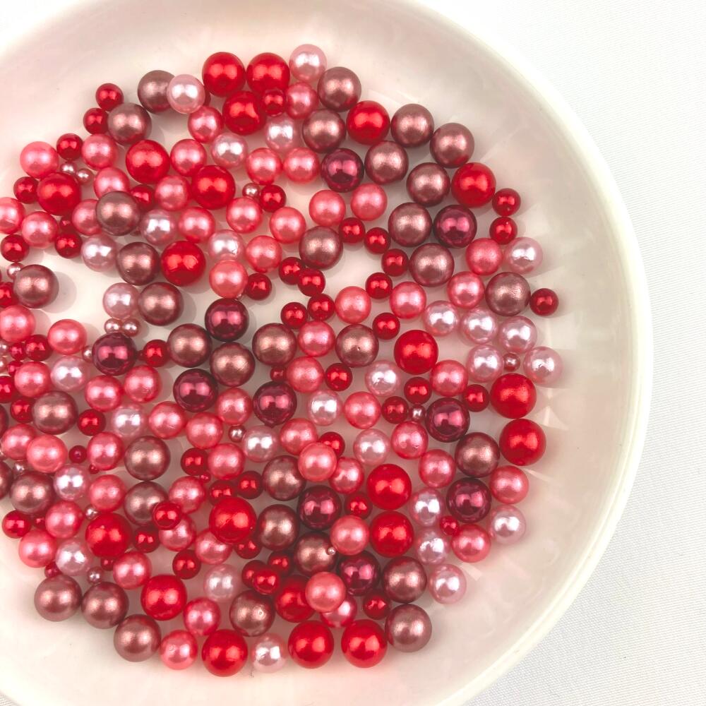 【毎日発送】 穴なし カラーパール レッド 赤 3g レジン 封入 ビーズ デコ アクセサリーパーツ 素材 材料