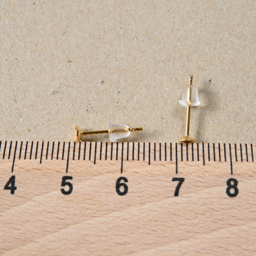 【毎日発送】【サージカルステンレス 316 】 3mm 台座カップ ピアス ゴールド×シリコンキャッチセット 20個 (10ペア) 金属アレルギー対策 アクセサリーパーツ 問屋 専門店 3