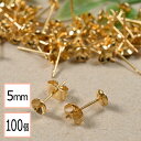 【サージカルステンレス 316 】 5mm 芯立 台座カップ ピアス ゴールド×ゴールドキャッチセット 100個 (50ペア) 金属アレルギー対策 アクセサリーパーツ 問屋 専門店