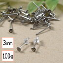 【毎日発送】【サージカルステンレス 316 】 3mm 芯立 台座カップ ピアス シルバー×シリコンキャッチセット 100個 (50ペア) 金属アレルギー対策 ...