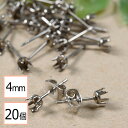 【毎日発送】【サージカルステンレス 316 】 4mm 立て爪 石座 台座 ピアス シルバー×シルバーキャッチセット 20個 (10ペア) 金属アレルギー対策 ...