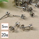 【毎日発送】【サージカルステンレス 316 】 5mm 立て爪 石座 台座 ピアス シルバー×シルバーキャッチセット 20個 (10ペア) 金属アレルギー対策 ...