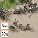 【毎日発送】【サージカルステンレス 316 】 6mm 立て爪 石座 台座 ピアス シルバー×シルバーキャッチセット 20個 (10ペア) 金属アレルギー対策 ...