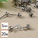 【毎日発送】【サージカルステンレス 316 】 5mm 立て爪 石座 台座 ピアス シルバー×シリコンキャッチセット 20個 (10ペア) 金属アレルギー対策 ...
