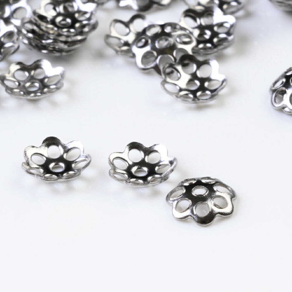【毎日発送】【サージカルステンレス 316 】 座金パーツ シルバー タイプA 6mm 花...