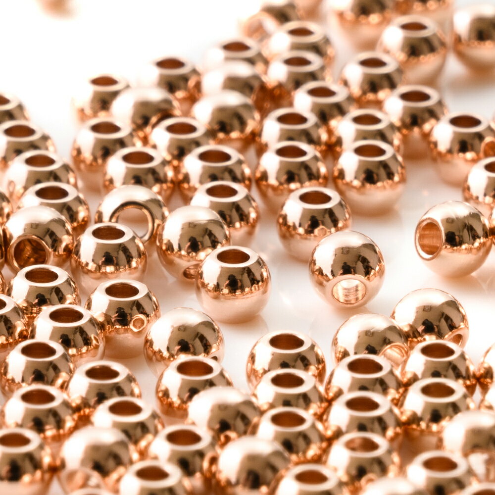 【毎日発送】【サージカルステンレス 316 】 メタル ビーズ 丸 ピンクゴールド 3mm...