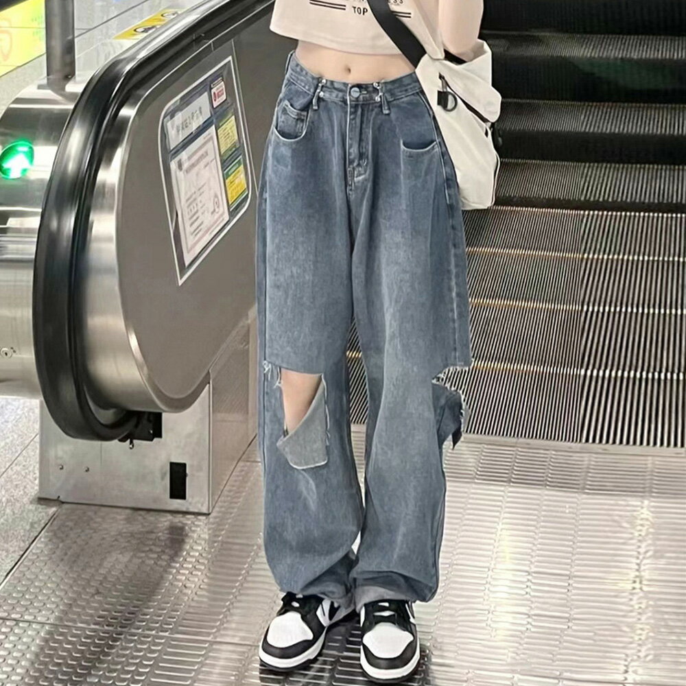 デニムパンツ ダメージ ジーンズ 春夏秋 デニム ワイドパンツ ハイウエストストレートパンツ おしゃれ レディース ロングパンツ 着やせ 10代20代30代 ボトムス 10分丈 ジーパン M〜XLサイズ