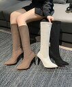 【お買い物マラソン★クーポンあり】 ロングブーツ ニーハイブーツ レディース 9cm ハイヒール 美脚ブーツ 脚長 膝下 スエード調 大人 オルチャン きれいめ...
