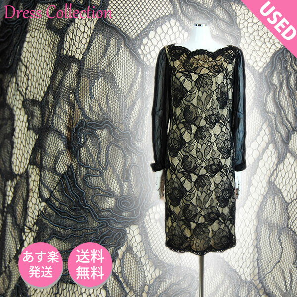 【お買い物マラソン★クーポンあり】 TADASHI SHOJI ドレス 長袖 ひざ丈 ミニドレス 中古 重ねレース 上品 ハイブランド タイト オフショルダー シルク袖 きれいめ パーティドレス セレブドレス サイズ2 大人スタイル 発表会 演奏会 結婚式お呼ばれ 送料無料
