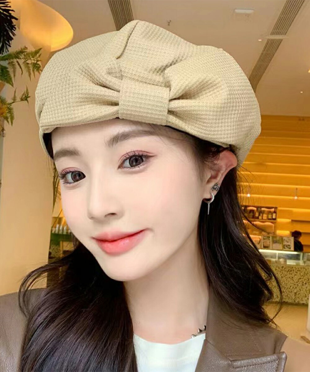 Rakuten - ベレー帽 レディース 帽子トレンド かぼちゃ帽子 ボリューム ビックリボン キャップ 秋冬 ベレーキャップ 無地 小顔 きれいめ 防寒 フリーサイズ カジュアルコーデ かわいい