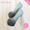 キャバ ヒール キャバ サンダル キラキラ ヒール 厚底 サンダル レディース 中古 ラメ きれいめ ピンヒール パンプス 靴 レディース 脚長効果 美脚 オープントゥ ヒール14cm サイズ 24cm