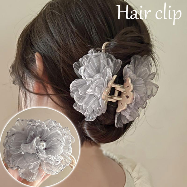 Rakuten - バンスクリップ 大きめ ヘアクリップ 立体花 コサージュ ヘアクリップ ハーフアップ クリップバンス ヘアアクセサリー まとめ髪 挟むだけ しっかり おしゃれ きれいめ セレモニー ヘアアップ ヘアアレンジ 結婚式お呼ばれ パーティ 入学式 卒業式