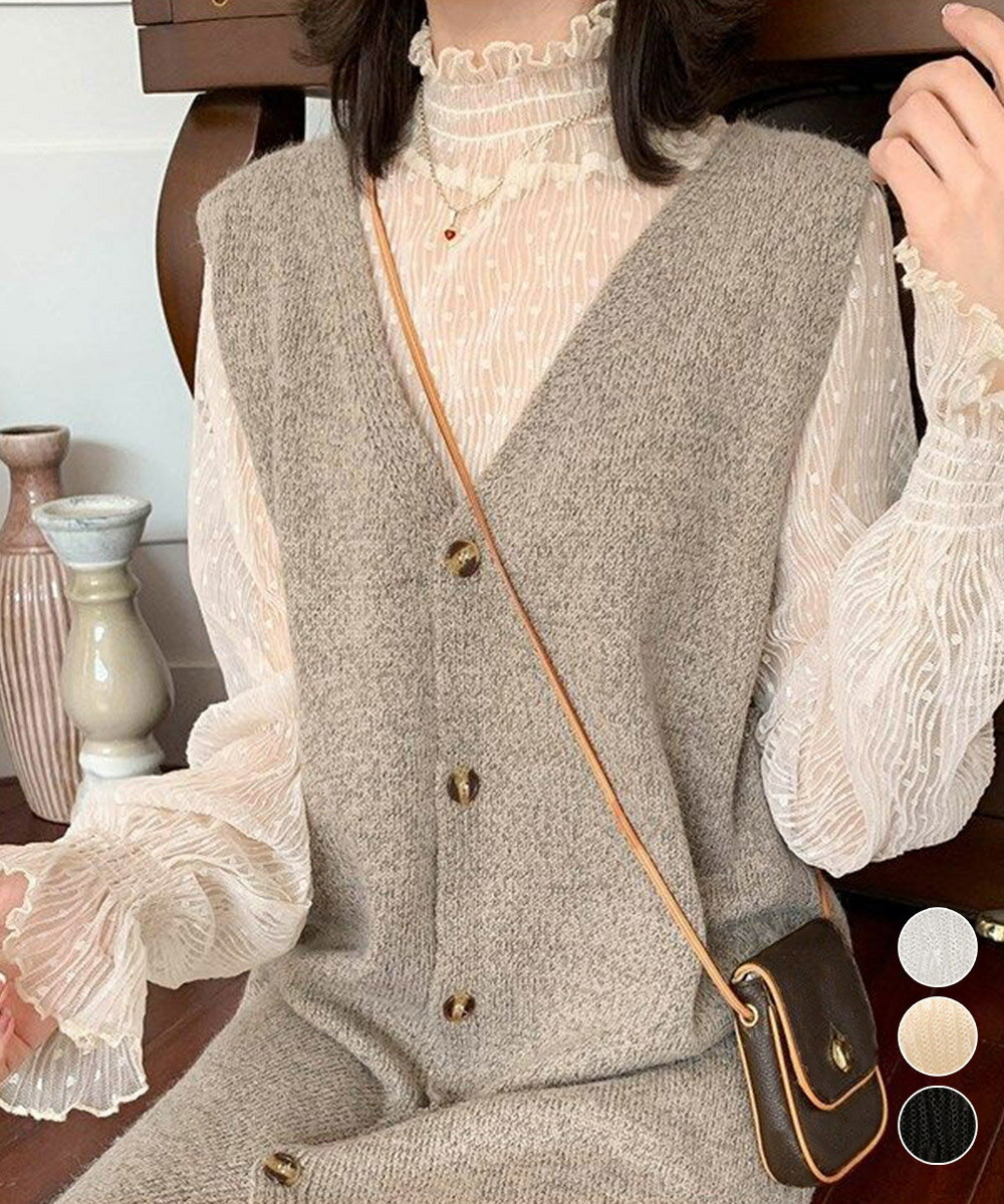 シースルーブラウスドット柄シアーシ...