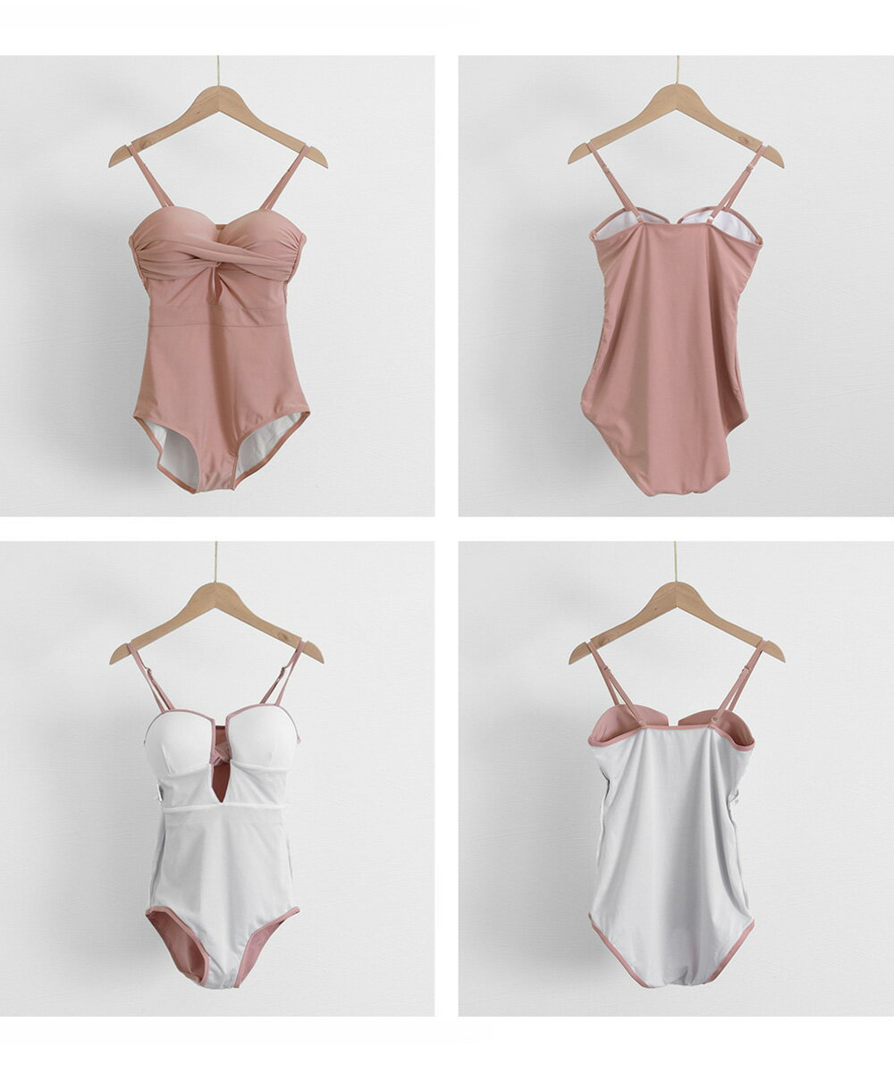 ワンピース 水着 モノキニ オールインワン 胸元ツイスト レオタード水着 セクシーモノキニ 大人っぽい 盛れる水着 無地 露出控えめ 水着 体型カバー ビーチウェア フリーサイズ