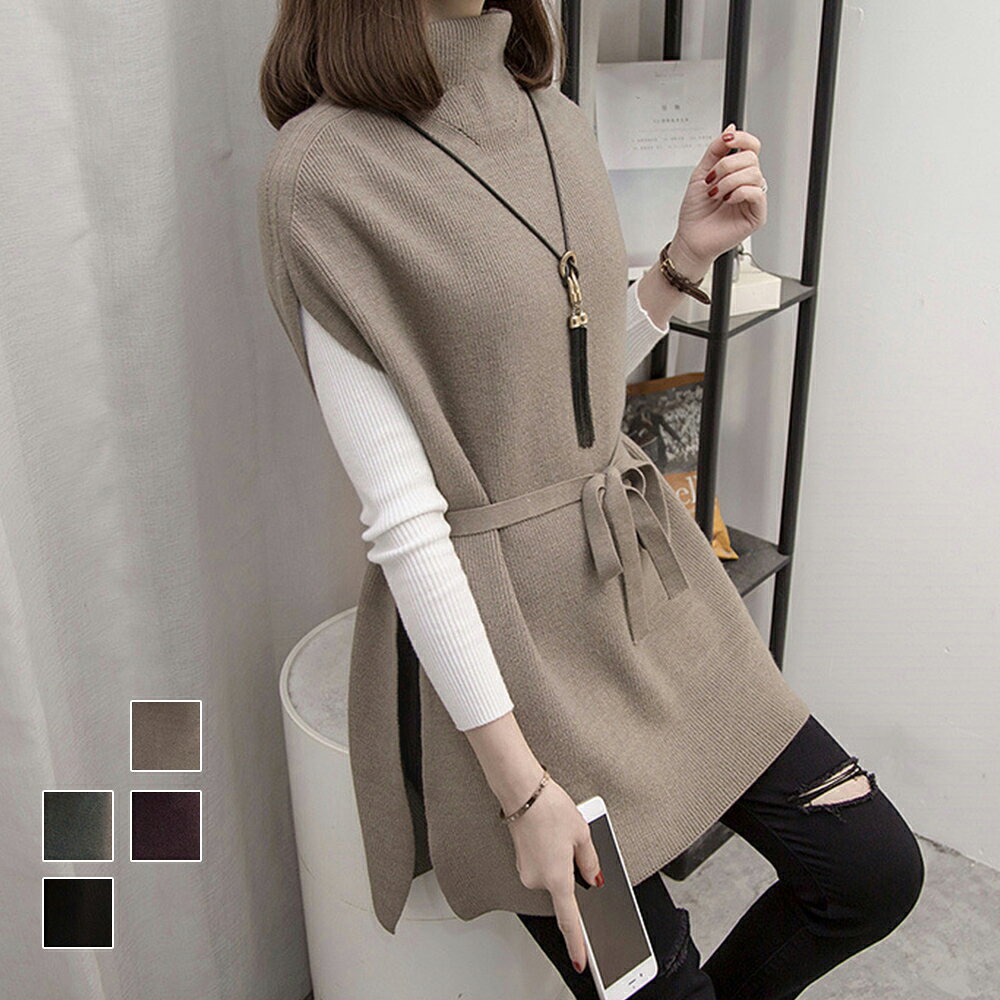 Rakuten - ニット チュニック レディース 重ね着 ロング ニットベスト プチハイネック 無地 体型カバー 秋冬 ニット トップス プルオーバー きれいめ 大人 おしゃれ かわいい 暖かい フリーサイズ