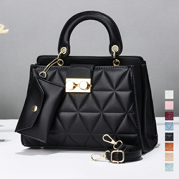 ハンドバッグ PUレザー ななめ掛け 肩掛け 3way バッグ ポーチ付き 大人上品 きれいめ 鞄 BAG おしゃれ バッグ キルティング 合皮 高見え 手提げバッグ 通勤通学 OL セレモニー