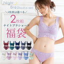 1枚は選べる!2本組福袋 キレイを極める育乳ナイトブラジャー&ペアショーツセット S M L ナイトブラ おやすみぶら ノンワイヤー ブラ レディース 大きいサ...