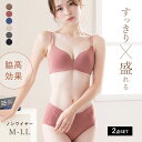 【2点セット】すっきり×盛れる脇高ノンワイヤーシームレスブラジャー&ショーツセット 脇肉 レディース 下着 ブラ インナー ひびかない 大きいサイズ M L LL