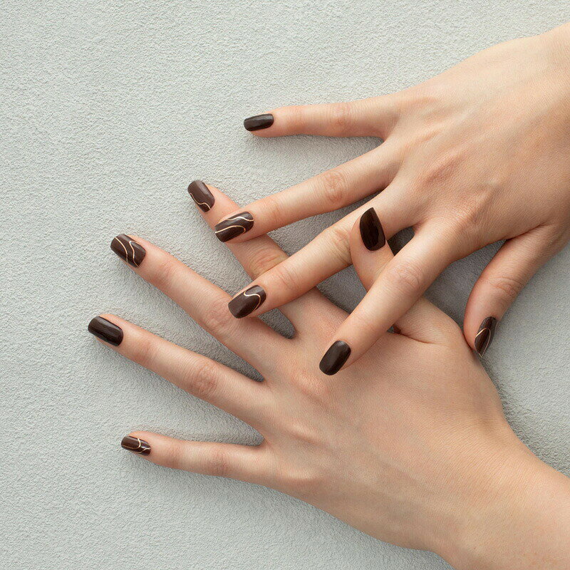 ギンザボーテのesshimo エッシーモ Fit Fix gel nail Brown Loop ブラウンループ 貼るだけ 硬化 エシカルネイル ハンドネイル ジェルネイルシール セルフネイル デザインネイル ネイルステッカー sss｜アングル2