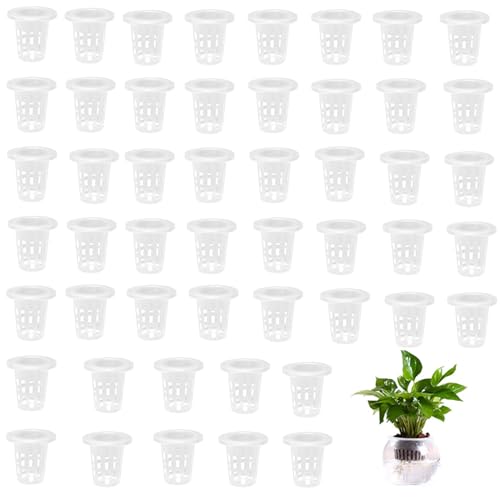 Granmagazz 50個セット 水耕栽培鉢 水耕栽培ポット 水栽培 かご鉢 定植かご 水耕栽培鉢 水耕栽培ポット 水栽培かご鉢 給水栽培用 定植かご ガーデンニング 庭 園芸 植物栽培 野菜栽培 苗運搬 運搬便利 環境に優しい 円形