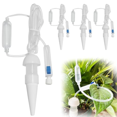 Charming Club 自動水やり 自動水遣り器 陶器 自動給水キャップ 150cm 4個入り 留守中の水やり 旅行 外出 観葉植物 鉢植え 植木鉢 盆栽 野菜に適用 土に挿し 使用簡単 サイフォン式 出水量を調節可能 ビジュアルスポイト付き