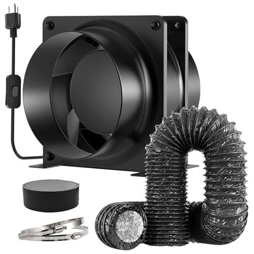 Okryain ダクトファン 100mm 排気セット 換気扇 ダクト用換気扇 風量199㎥/h 中間取付 スイッチ付き HA1238B1HL