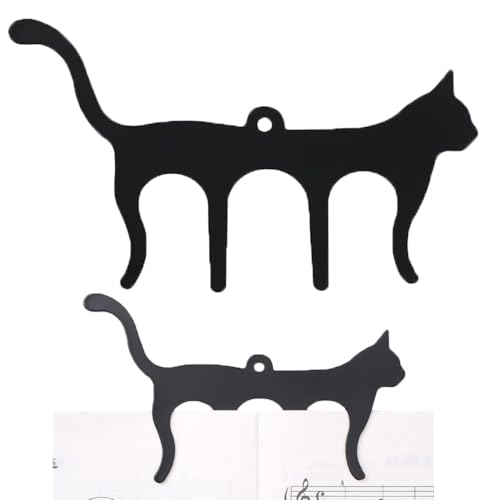 楽譜 クリップ 1pcs 猫の形 可愛い 金属製 しっかりと固定できる ブッククリップ 楽譜＆ページ＆書籍(黒)