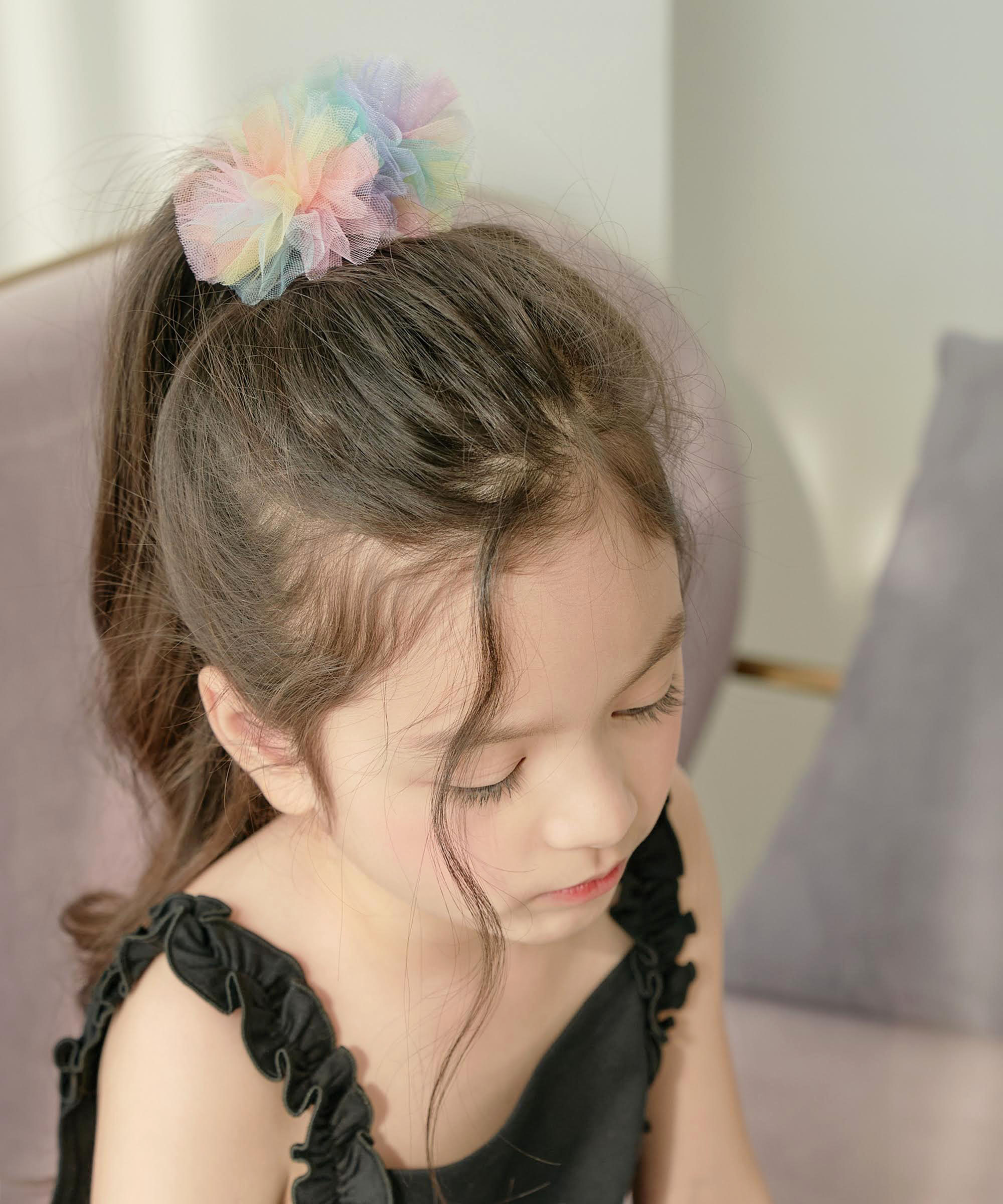 子供服Rora バブバブ チュール ヘアゴム 可愛い ヘアゴム キッズ 女の子 ヘアアク...
