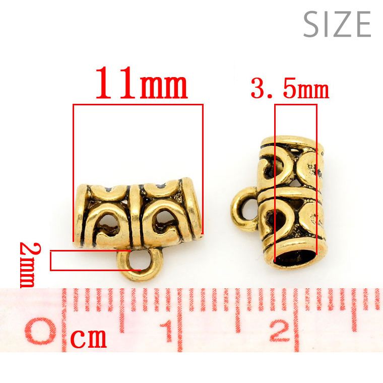 5個入 11mm×9mm ペンダントベイル バチカン 円筒形 金古美 【ゆうパケット対応】