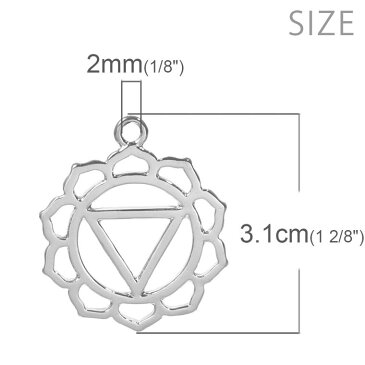 1個入 透かしチャーム レース模様風 第3チャクラ マニプーラ シルバートーン / Chakra マントラ ヨガ スピリチュアル ソーラープレクサス 太陽神経叢 オルゴナイト【ゆうパケット対応】