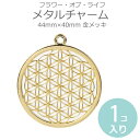 1個入 44mm×40mm メタルチャーム フラワー・オブ・ライフ 金メッキ / フラワーオブライフ FlowerOfLife 生命の花 神聖幾何学 七宝繋ぎ風 シンボル レース風 ハンドメイド材料 透かし 空枠 金色 ネックレスチャーム バッグチャーム【ゆうパケット対応】