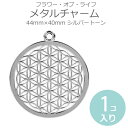 1個入 44mm×40mm メタルチャーム フラワー・オブ・ライフ シルバートーン / フラワーオブライフ FlowerOfLife 生命の花 神聖幾何学 七宝繋ぎ風 レース風 シンボル ハンドメイド材料 透かし 空枠 銀色 ネックレスチャーム バッグチャーム【ゆうパケット対応】 1