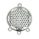 3個入 37mm×29mm メタルチャーム フラワー オブ ライフ 銀古美 / フラワーオブライフ FlowerOfLife 生命の花 神聖幾何学 シンボル レース風 ハンドメイド材料 透かし シルバーカラー コネクタパーツ 繋ぎパーツ 接続金具 シャンデリア【ゆうパケット対応】