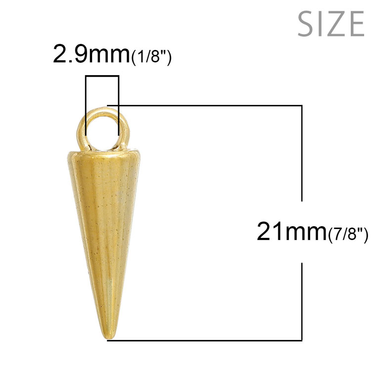 5個入 21mm×7mm 選べる2色 メタルチャーム 円錐 金メッキ 金メッキ シルバートーン / ゴールドカラー シルバーカラー えんすい ジオメトリック キラキラ パーツ カン付き アクセサリー 飾り ペンダントトップ【ゆうパケット対応】