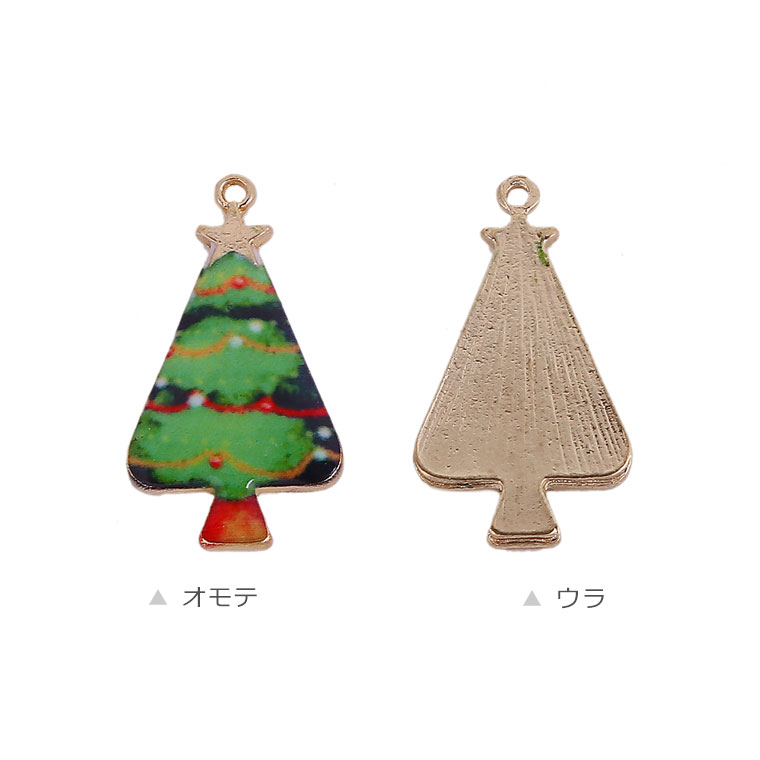 1個入 31×17mm メタルチャーム クリスマスツリー 金メッキ エナメル装飾 / 金属チャーム ペンダントトップ アクセサリーパーツ ハンドメイドパーツ 装飾パーツ 金具 ゴールドカラー クリスマス xmas グリーン 緑【ゆうパケット対応】