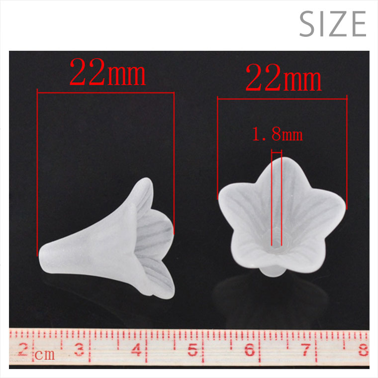 手芸材料のお店 アンシャンテ工房の約22×22mm 10個入 アクリルビーズ フラワー 穴1.8mm つや消し白 / 桔梗 キキョウ 花座 ビーズキャップ ゆめかわいい ボタニカル お花 手芸 プラビーズ マットカラー【ゆうパケット対応】｜アングル2