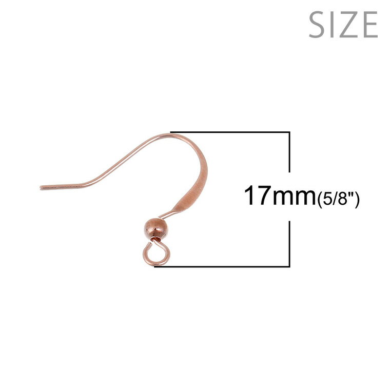 5ペア10個入 ピアスパーツ ピアスフック カン付き ローズゴールド ピンクゴールド / 銅製 アンティーク風 レトロ調 ヴィンテージ風 ピアス金具 U字 フック式 カン付き ピンクゴールド 赤銅色【ゆうパケット対応】