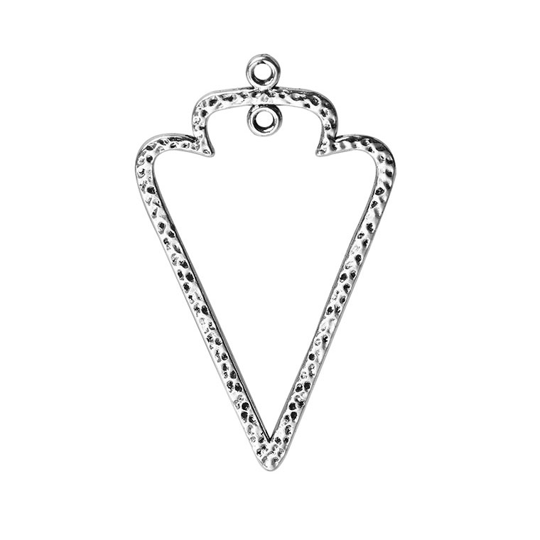 2個入 39×31mm メタルチャーム 内カン付き三角形 銀古美 内27×22mm / ペンダントトップ 逆三角形 トライアングル ボヘミアン 吊り下げ ゆらゆら 輪っか ペンダントトップ アクセサリーパーツ ハンドメイド材料 亜鉛合金製【ゆうパケット対応】