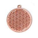 1個入 約44×40×1.3mm メタルチャーム フラワー オブ ライフ ピンクゴールド / フラワーオブライフ FlowerOfLife 生命の花 神聖幾何学 七宝繋ぎ風 レース風 シンボル ハンドメイド材料 透かし 空枠 金色 ネックレスチャーム バッグチャーム【ゆうパケット対応】