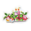 約35×21mm アソート5個入 ウッドボタン クリスマスプレゼント 2つ穴 / xmas 飾り 手芸 クラフト うっどぼたん リメイク 和洋裁縫材料 木製ボタ...