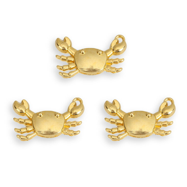 3個入 24mm×14mm メタルチャーム カニ ゴールド / 蟹 かに 金 ジュエリー 金属製 マリン 海モチーフ 夏素材 サマーシーズン 海洋生物 ハンドメ...