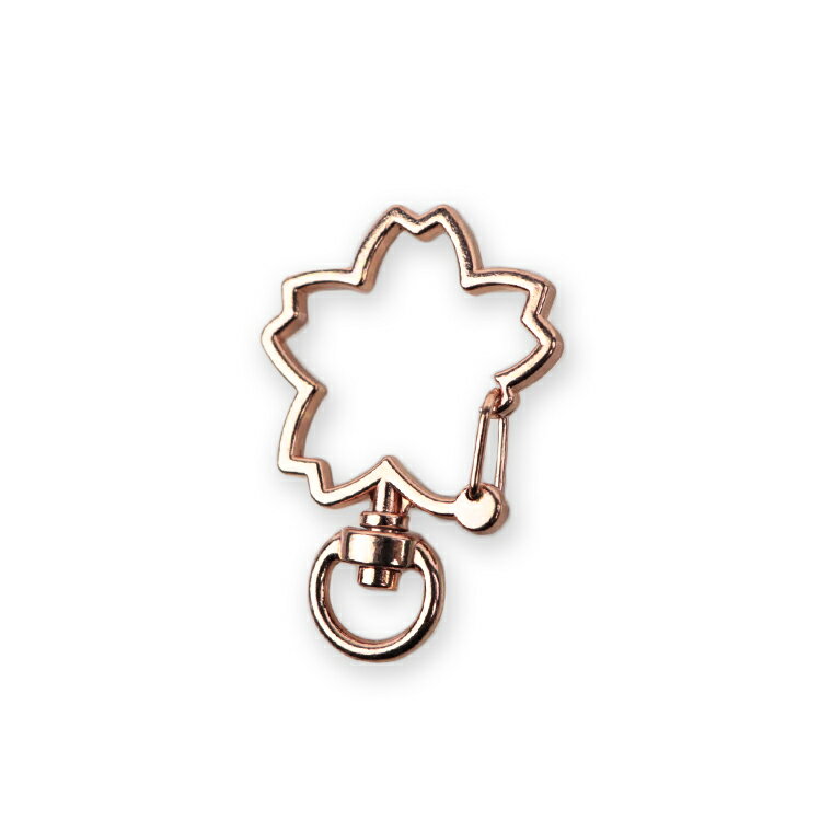 約41.5×27mm 1個入 回転カン付きキーリング サクラ形 ピンクゴールド / 桜 キーホルダー ストラップ 鞄チャーム ナスカン【ゆうパケット対応】