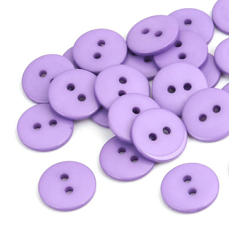 直径約15mm 20個入 樹脂ボタン円形 2つ穴 パープル 穴2.2mm / シンプル 手芸 縫製 ぼたん 二つ穴 ハン..