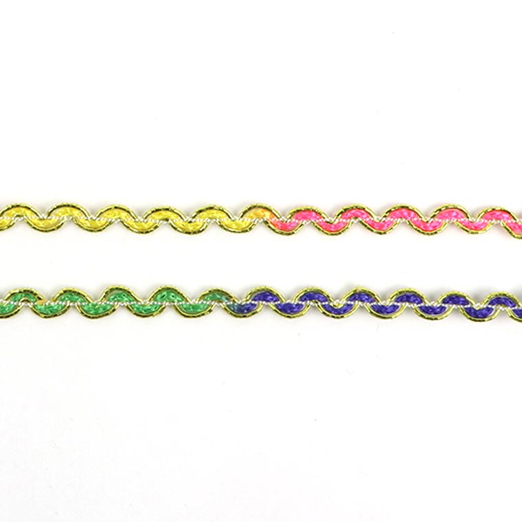 在庫限り！幅4mm×長さ1m なみなみ アラビアン ラメ 手芸用ブレード グラデーション カラフル / ハンドメイド 手作り テープ リボン 装飾 衣装 デコ【ゆうパケット対応】