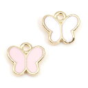 2個入 約8×8mm メタルチャーム 蝶々 白 ピンク / 昆虫 チョウ ちょう 虫 バタフライ ゴールド 金 ホワイト 桃 小さめチャーム ミニチャーム 素材 ハンドメイド材料【ゆうパケット対応】