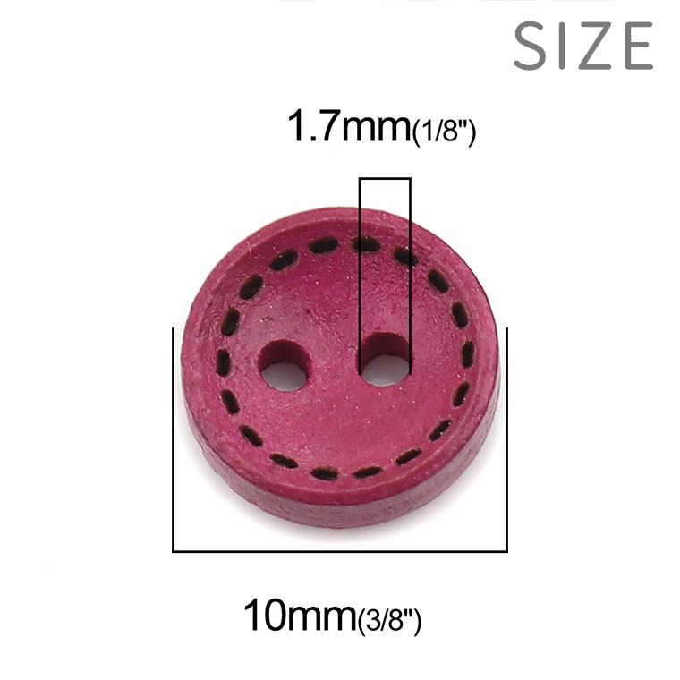 直径10mm 20個入 ウッドボタン ステッチデザイン 2つ穴 カラフル ミックスアソート / カラフル 木製 裁縫 洋服 ナチュラル ハンドメイド材料【ゆうパケット対応】