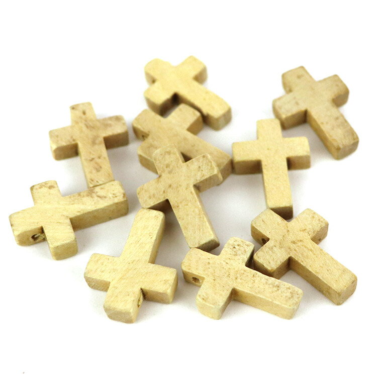 【B品】23mm×16mm 10個入 ウッドビーズ クロス ナチュラル / 木製 檜 桧 ひのき オーナメント 木目 天然 十字架 インテリア スペーサー ネックレス ペンダント ブレスレット 工作材料 ハンドメイド資材 軽い【ゆうパケット対応】