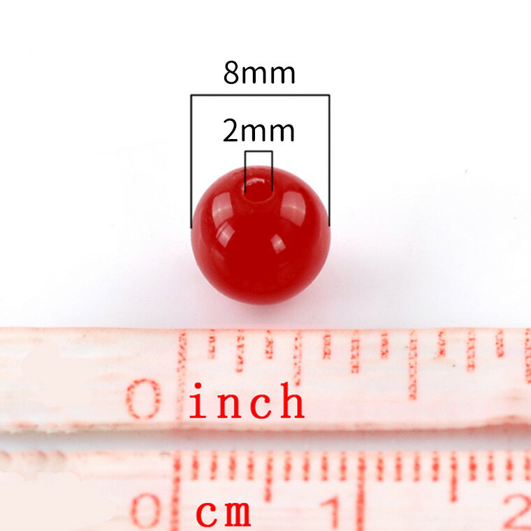 約8mm 50個入 アクリルビーズ 球形 赤 ...の紹介画像2