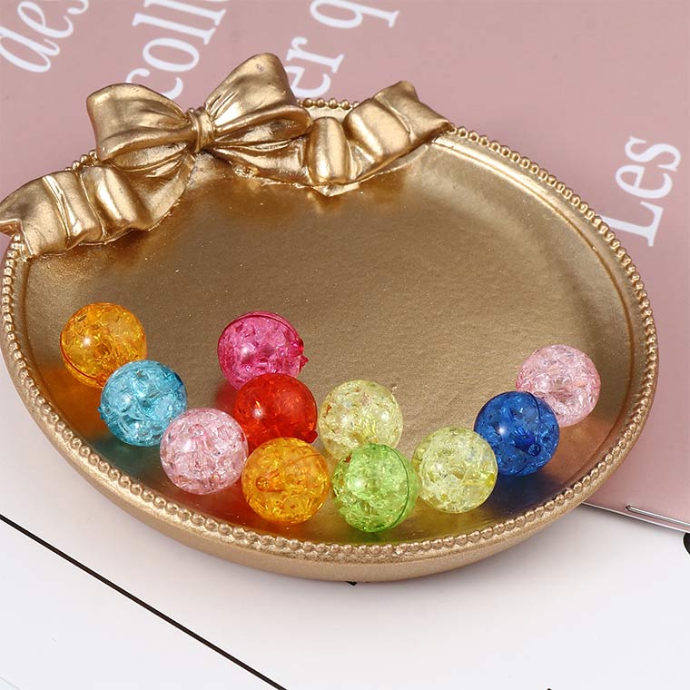 約12mm アソート 20個入 アクリルビーズ 球形 穴約1.8mm クラック カラフル / 透明ビーズ スペーサー ミックス MIX クリア 割れ模様 亀裂 プラスティック キャンディーカラー クリアカラー かわいい POP ポップ ハンドメイド 資材【ゆうパケット対応】